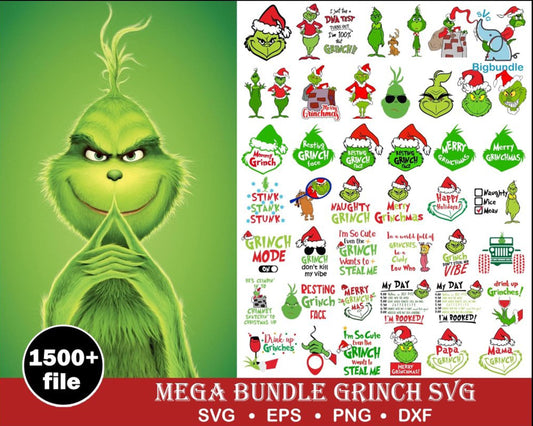 1500+ Grinch Bundle SVG, Grinch SVG, Grinch Cutting Image, Christmas Grinch svg , for Cricut, Silhouette, digital, file cut