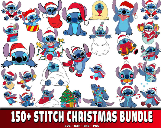 Stitch christmas bundle SVG , 150+ file Stitch christmas bundle  svg eps png, for Cricut, Silhouette, digital, file cut
