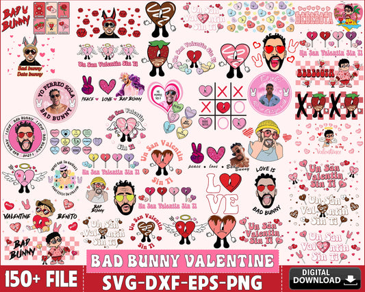 Bad Bunny Valentine SVG bundle , 150+ file Bad Bunny Valentine SVG bundle , Valentine day SVG bundle , Silhouette, Digital download , Instant Download
