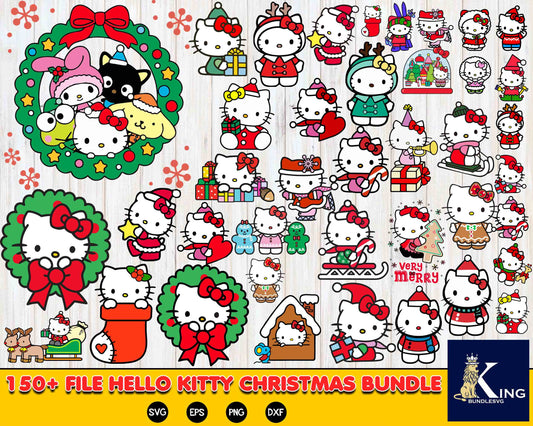 150+ file hello-kitty christmas bundle svg , Mega hello-kitty christmas svg eps dxf png, for Cricut, Silhouette, digital, file cut