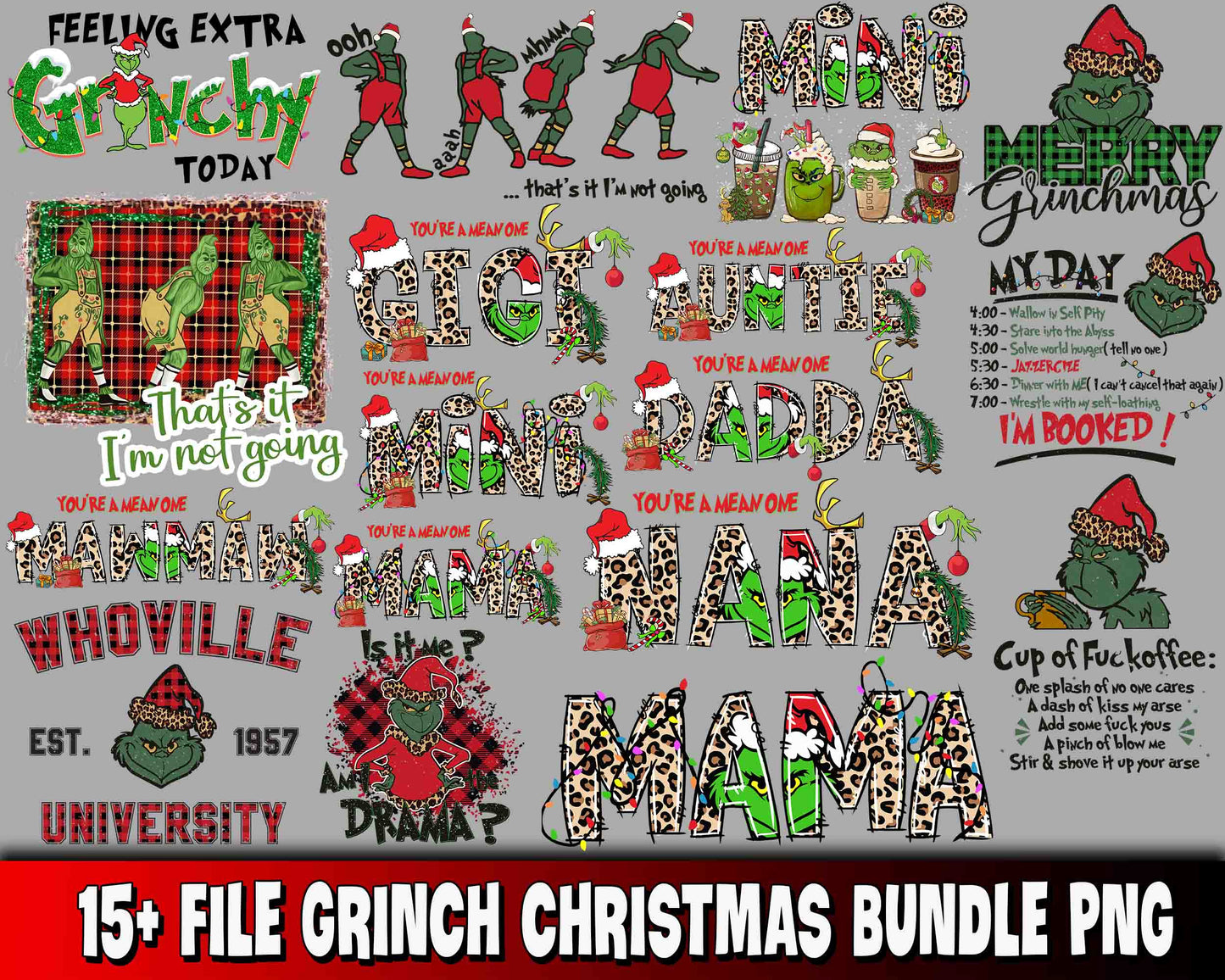 15+ file Grinch christmas bundle PNG, bundle Grinch Christmas PNG , for Cricut, Silhouette, digital, file cut