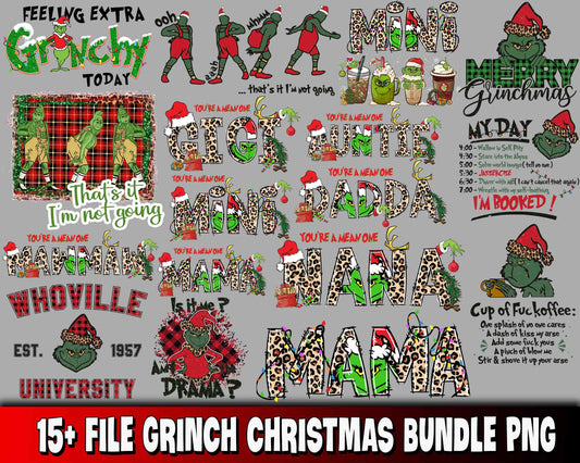 15+ file Grinch christmas bundle PNG,  bundle Grinch Christmas PNG , for Cricut, Silhouette, digital, file cut