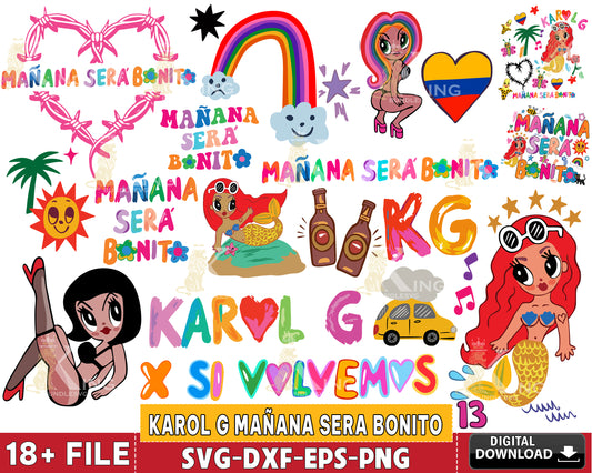 18+ file Karol G Mañana Sera Bonito bundle SVG EPS PNG DXF , for Cricut, Silhouette, digital download, file cut