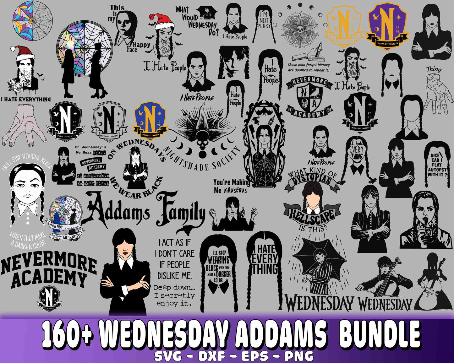 160+ file Wednesday Addams bundle SVG , Wednesday Addams SVG DXF EPS PNG, for Cricut, Silhouette, digital, file cut