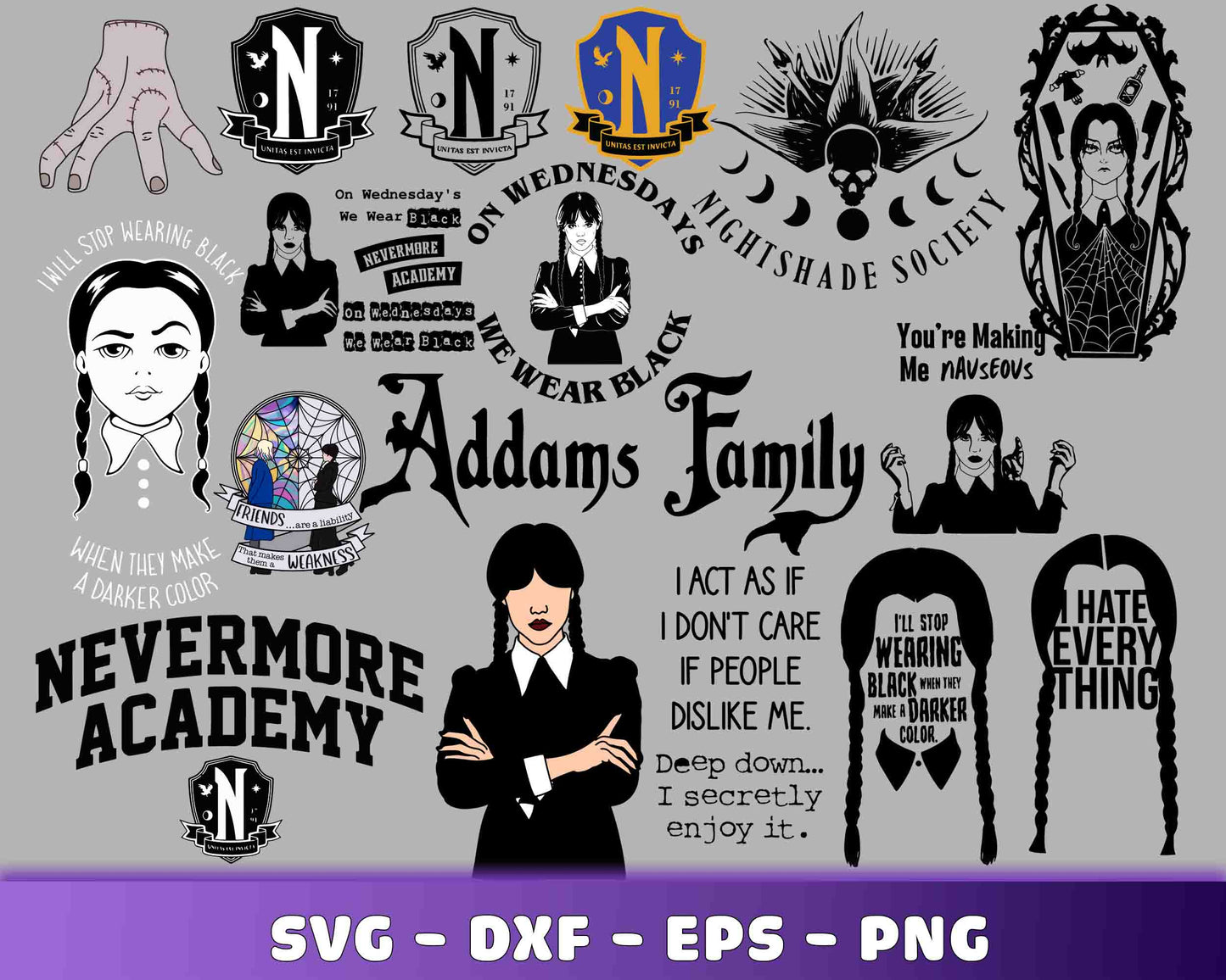 160+ file Wednesday Addams bundle SVG , Wednesday Addams SVG DXF EPS PNG, for Cricut, Silhouette, digital, file cut
