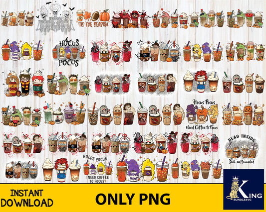 165+ file coffee halloween bundle PNG , bundle Halloween PNG , Silhouette, digital , Instant Download