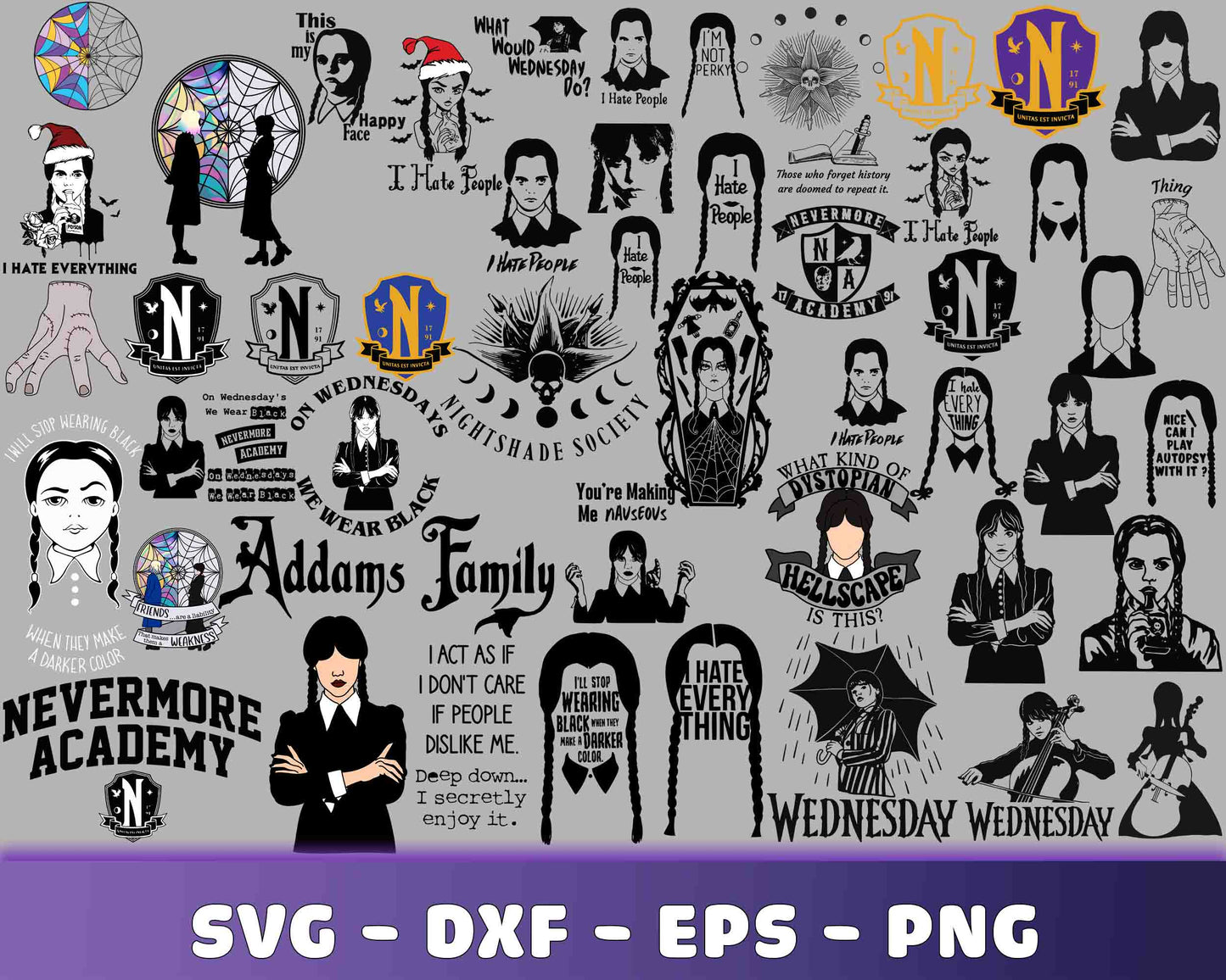 170+ file Wednesday Addams  bundle SVG , Wednesday Addams SVG DXF EPS PNG, for Cricut, Silhouette, digital, file cut