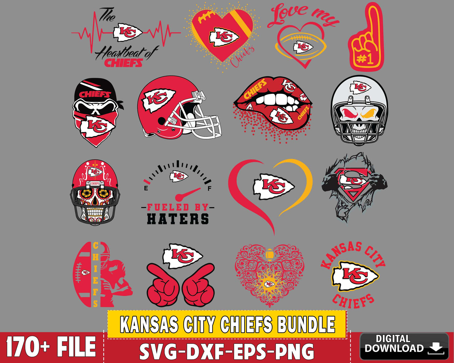 Kansas City Chiefs Bundle svg ,170+ file Kansas City Chiefs svg, Nfl svg, Bundle superbowl Digital Cut Files , super bowl svg eps dxf png file, for Cricut, Silhouette, digital, file cut