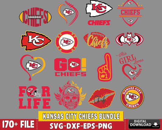 Kansas City Chiefs Bundle svg ,170+ file Kansas City Chiefs svg, Nfl svg, Bundle superbowl Digital Cut Files, super bowl svg eps dxf png file, for Cricut, Silhouette, digital download , file cut