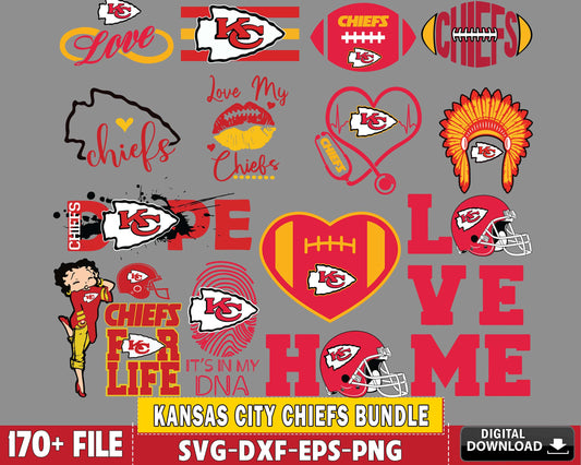 Kansas City Chiefs Bundle svg ,170+ file Kansas City Chiefs svg, Nfl svg, Bundle  superbowl Digital Cut Files,  super bowl svg eps dxf png file, for Cricut, Silhouette, digital download , file cut