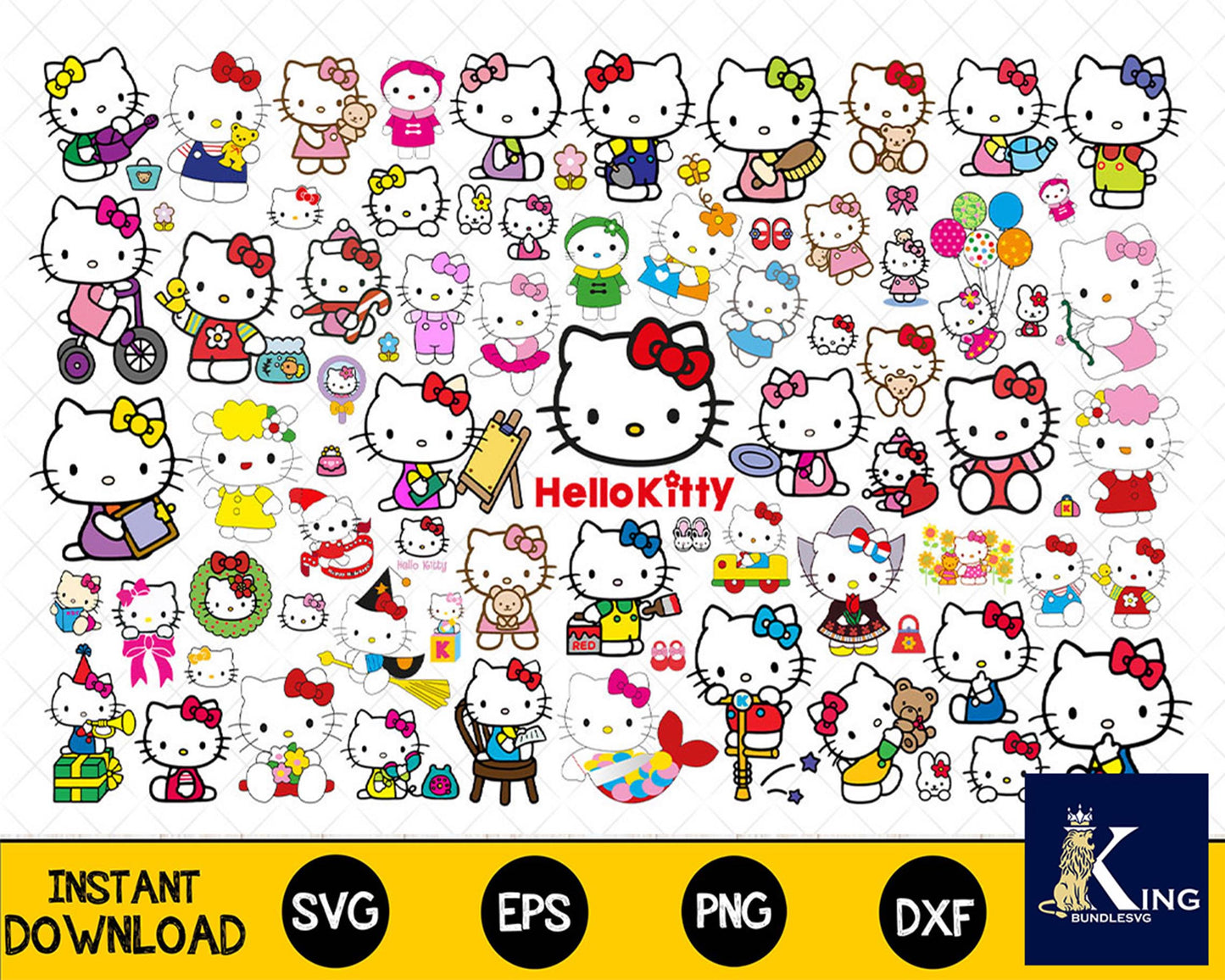 1000+ file Hello Kitty SVG Mega Bundle  svg eps png, for Cricut, Silhouette, digital, file cut