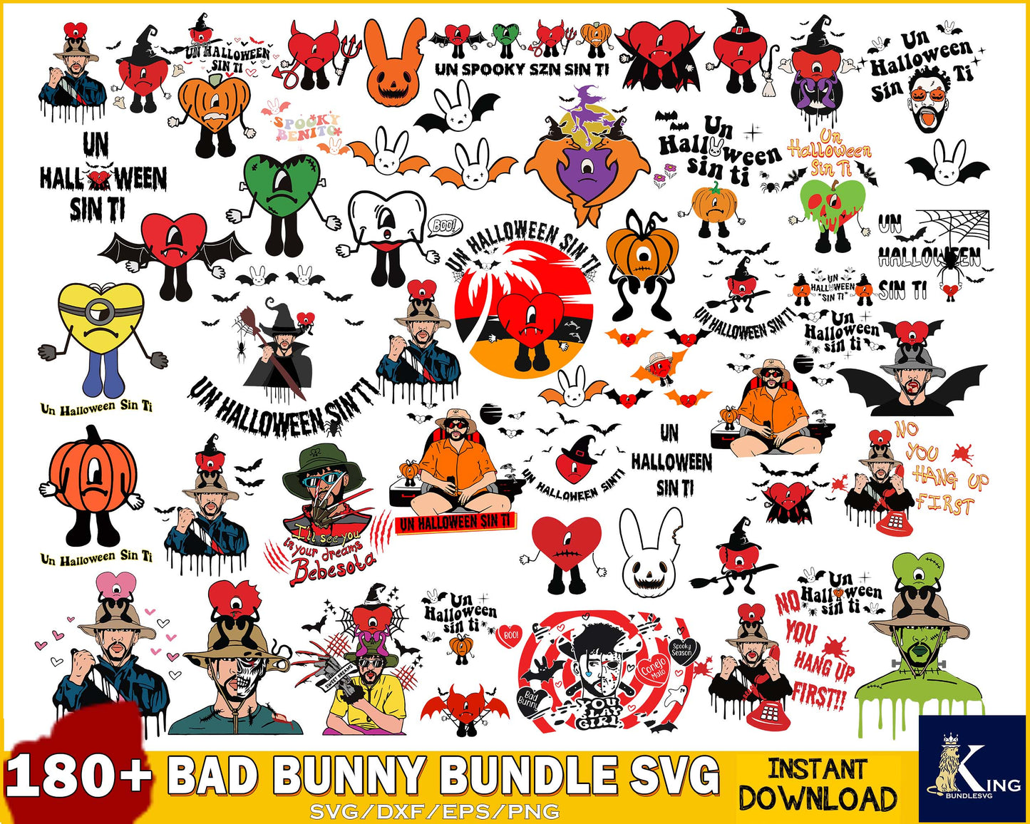 180+ file bad bunny halloween bundle svg, Un Halloween sin Ti SVG, Mega Bundle Un Halloween sin Ti svg dxf eps png, for Cricut, Silhouette, digital, file cut