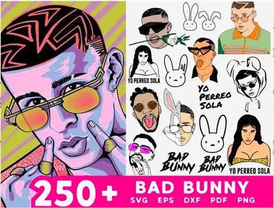 Bad Bunny Bundle svg,250+ files Bad Bunny svg eps png, for Cricut, Silhouette, digital, file cut