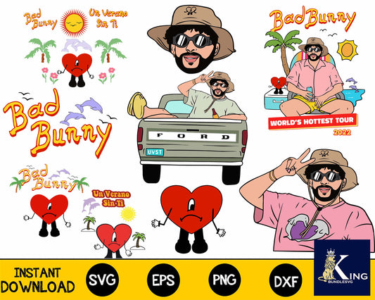 Bad Bunny SVG, Mega Bundle bad bunny svg dxf eps png, for Cricut, Silhouette, digital, file cut