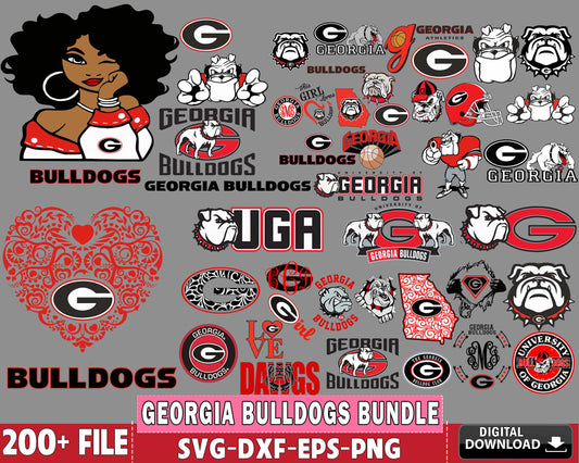 Georgia Bulldogs bundle svg, 200+ file Georgia Bulldogs svg dxf eps png, bundle ncaa svg, for Cricut, Silhouette, digital, file cut