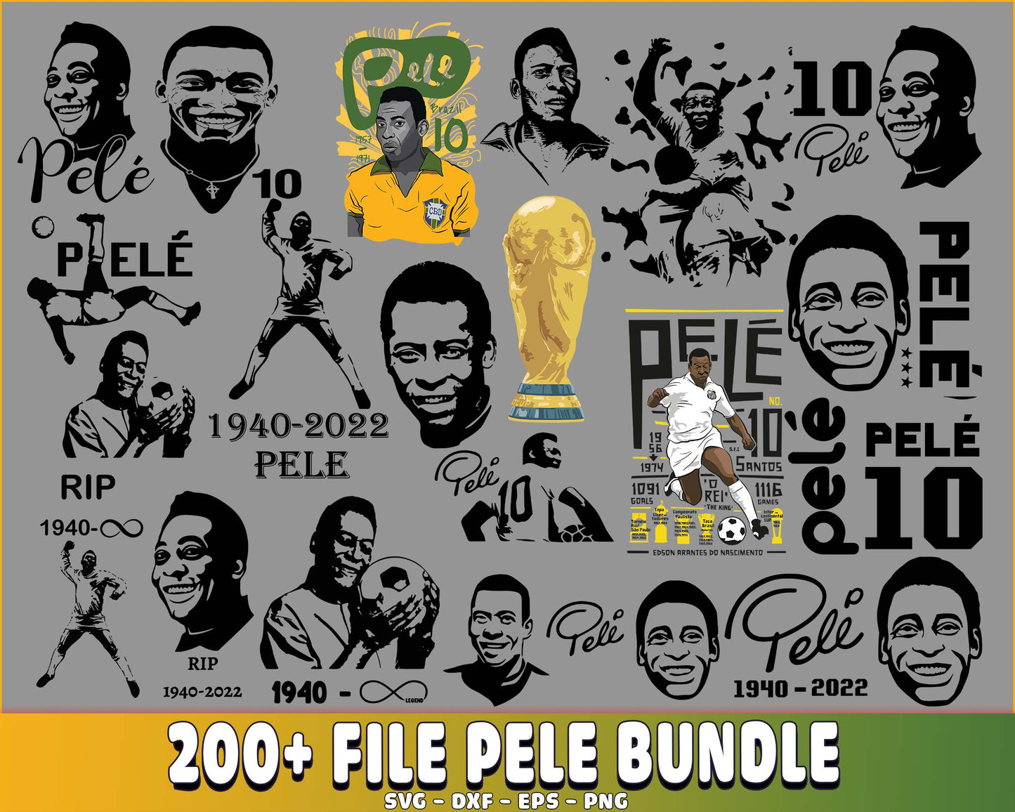 200+ file Pele Brazil svg, Pele Brazil svg, Rip Pele Digital, My Legend Style SVG EPS PNG DXF , for Cricut, Silhouette, digital download, file cut