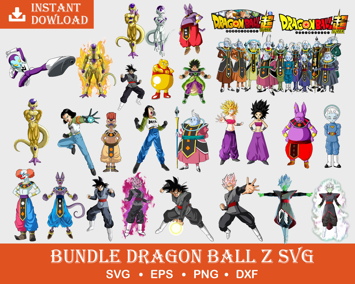 200+ files Dragon Ball Z Bundle svg, 200+ files Dragon Ball Z svg eps png, for Cricut, Silhouette, digital, file cut