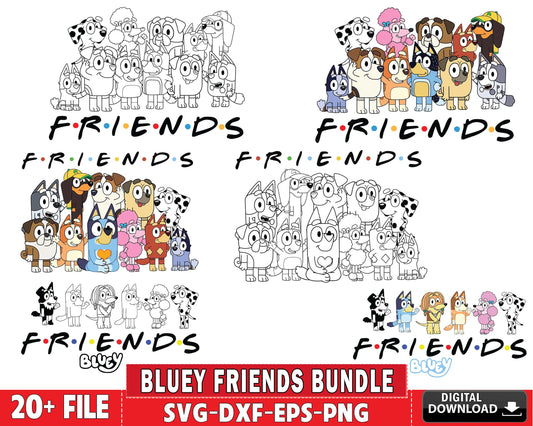 20 file bluey friend bundle SVG EPS PNG DXF , for Cricut, Silhouette, digital download, file cut