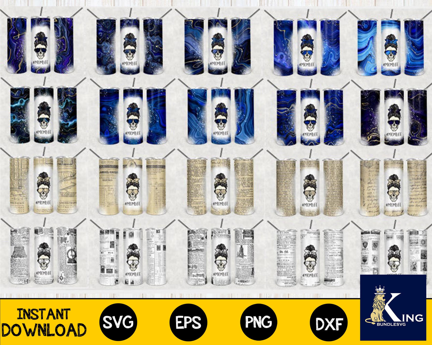 20oz Skinny Tumbler Mom skull Bleach Sublimation Designs, 20oz Straight Mom life Tumbler sublimation files, 200 Tumbler Sublimation png