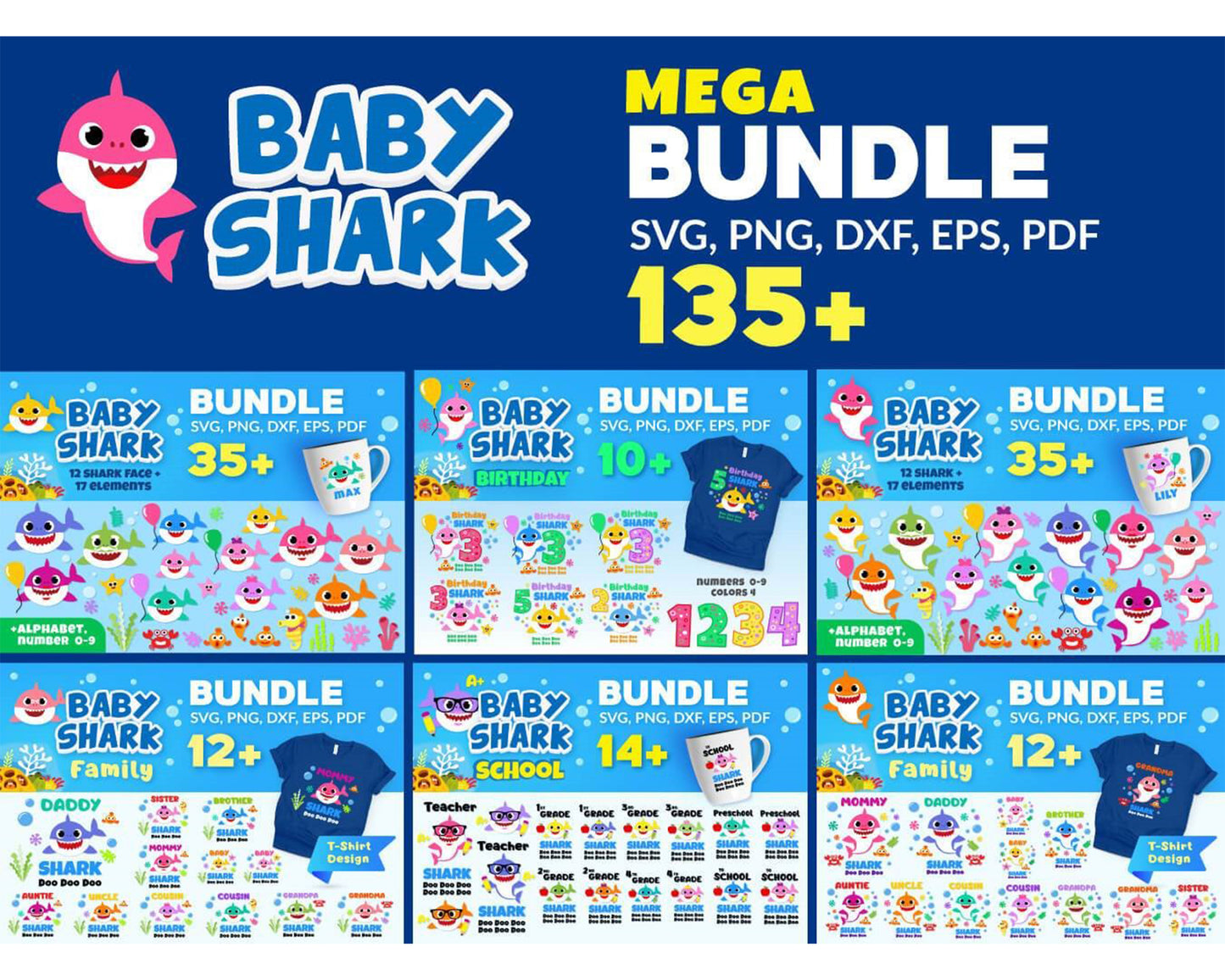 Baby Shark bundle Svg, 2400+ file Baby Shark svg dxf eps png, for Cricut, Silhouette, digital, file cut