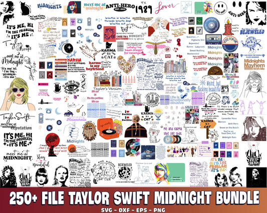 250+ file Taylor Midnights bundle SVG DXF EPS PNG, Taylor Swift Inspired Svg, Swiftie Svg, Swift Midnight svg, cricut, for Cricut, Silhouette, digital, file cut