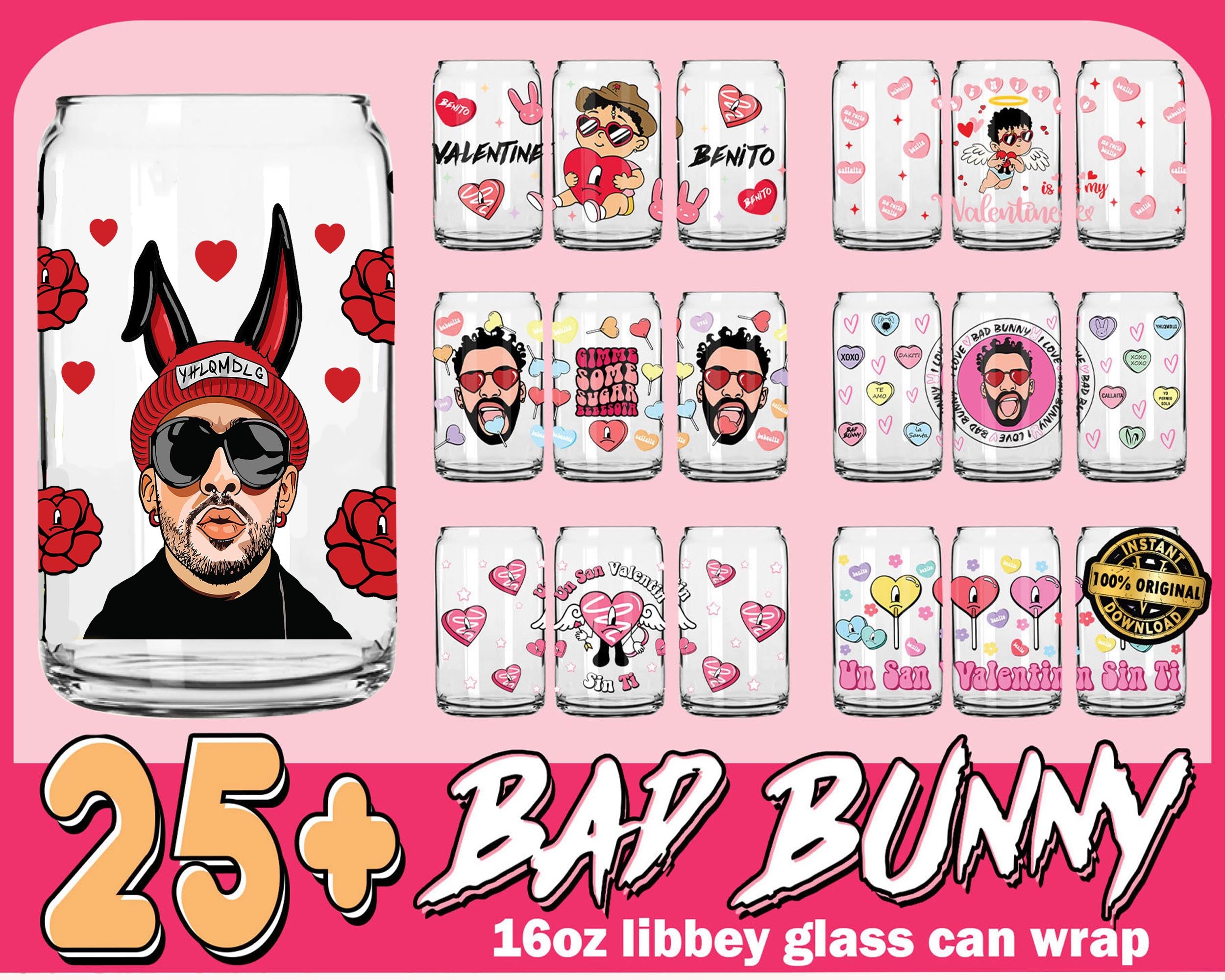 Valentine Tumbler Wraps, Valentines Day Wraps,Valentines Bad Bunny