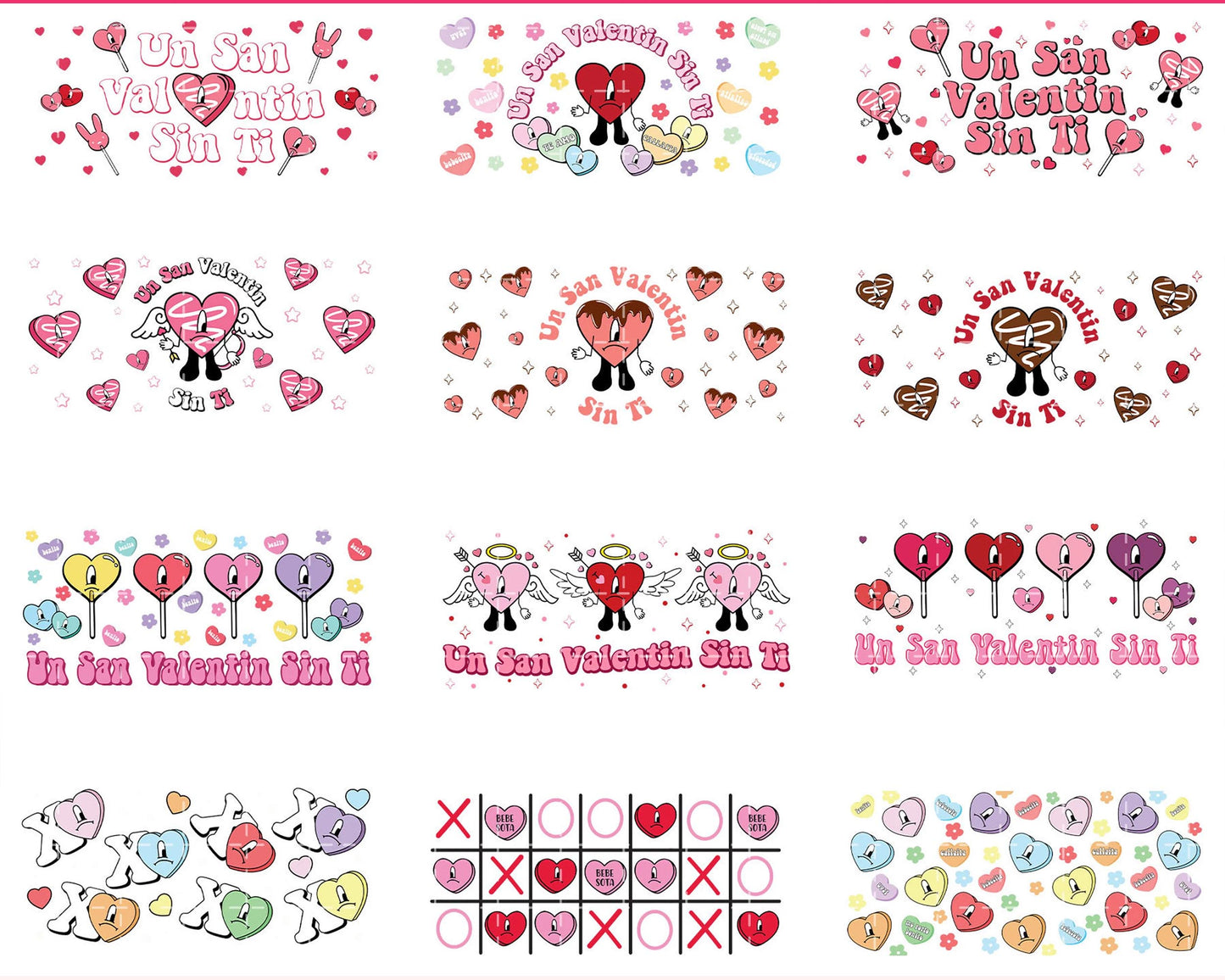 25+ Valentine Bad Bunny Glass Can Wrap SVG Bundle, Happy Valentine 16oz Libbey Glass Wrap SVG DXF EPS PNG , Valentine day SVG bundle ,Cricut , File cut, Silhouette, Digital download , Instant Download