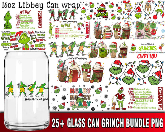 25+file glass can grinch bundle PNG , glass can grinch PNG , for Cricut, Silhouette, digital, file cut