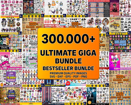 300.000+ file Ultimate Giga Bundle -  Mega bundle SVG DXF EPS PNG , cricut , for Cricut, Silhouette, digital download, file cut