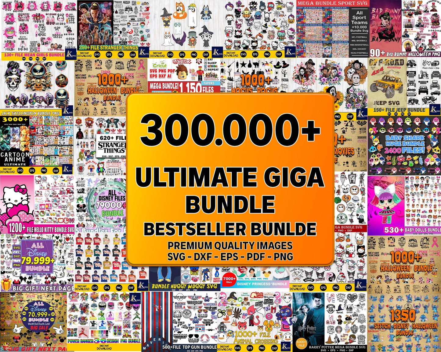 300.000+ file Ultimate Giga Bundle -  Mega bundle SVG DXF EPS PNG , cricut , for Cricut, Silhouette, digital download, file cut