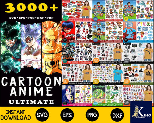 3000 file  cartoon anime ultimate Bundle svg,3000+ files cartoon anime svg eps png, for Cricut, Silhouette, digital, file cut