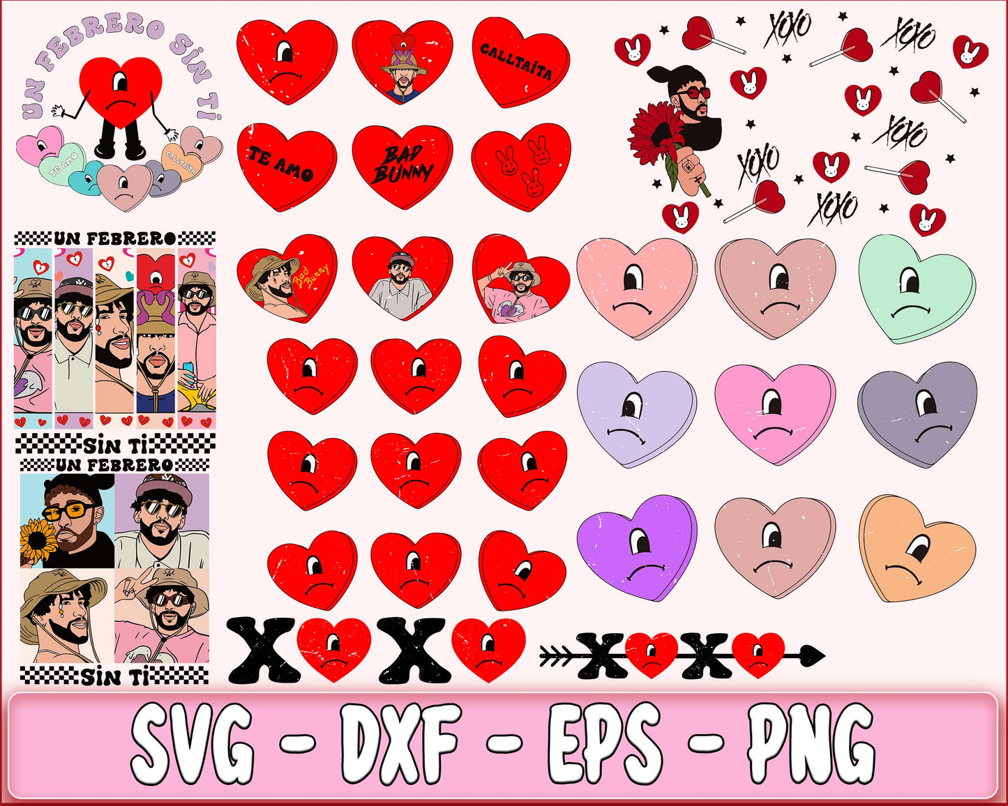 Bad Bunny Valentine SVG bundle , 300+ file Bad Bunny Valentine SVG bundle , Valentine day SVG bundle , Silhouette, Digital download , Instant Download