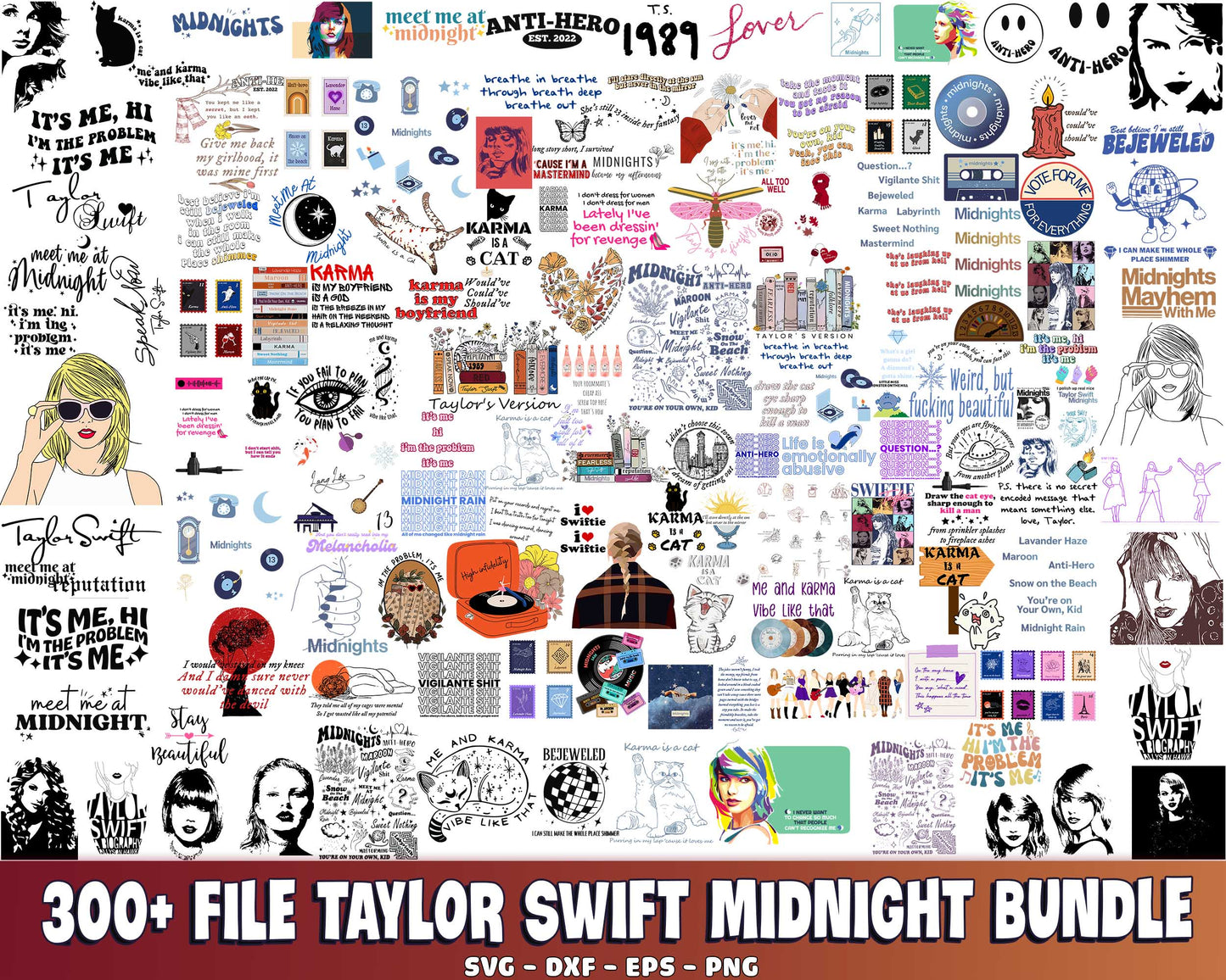 300+ file Taylor Midnights bundle SVG DXF EPS PNG, Taylor Swift Inspired Svg, Swiftie Svg, Swift Midnight svg, cricut, for Cricut, Silhouette, digital, file cut
