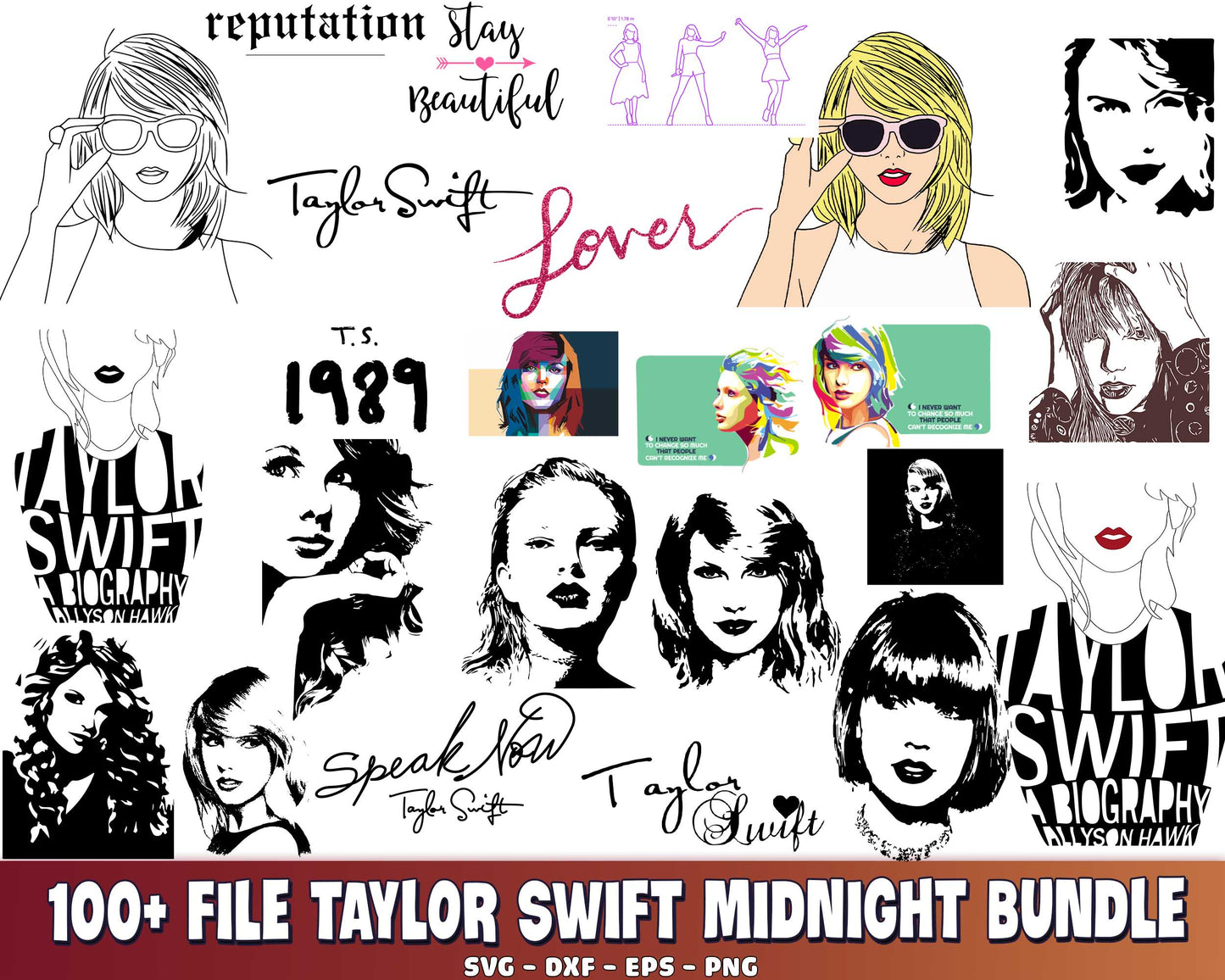 300+ file Taylor Midnights bundle SVG DXF EPS PNG, Taylor Swift Inspired Svg, Swiftie Svg, Swift Midnight svg, cricut, for Cricut, Silhouette, digital, file cut