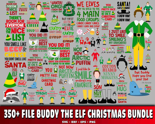 Buddy The Elf Christmas bundle SVG , 350+ file Buddy The Elf Christmas svg eps dxf png , for Cricut, Silhouette, digital, file cut