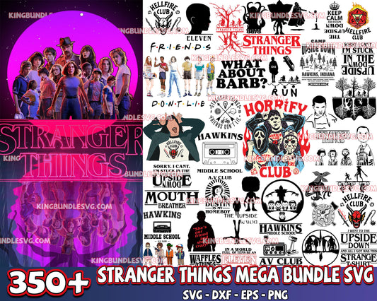 Stranger things bundle svg ,Bundle Hellfire Club svg ,350+ file  Mega Bundle Stranger Things svg dxf eps png, for Cricut, Silhouette, digital, file cut