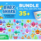 Baby Shark bundle Svg,2000+ file Baby Shark svg eps png, for Cricut, Silhouette, digital, file cut