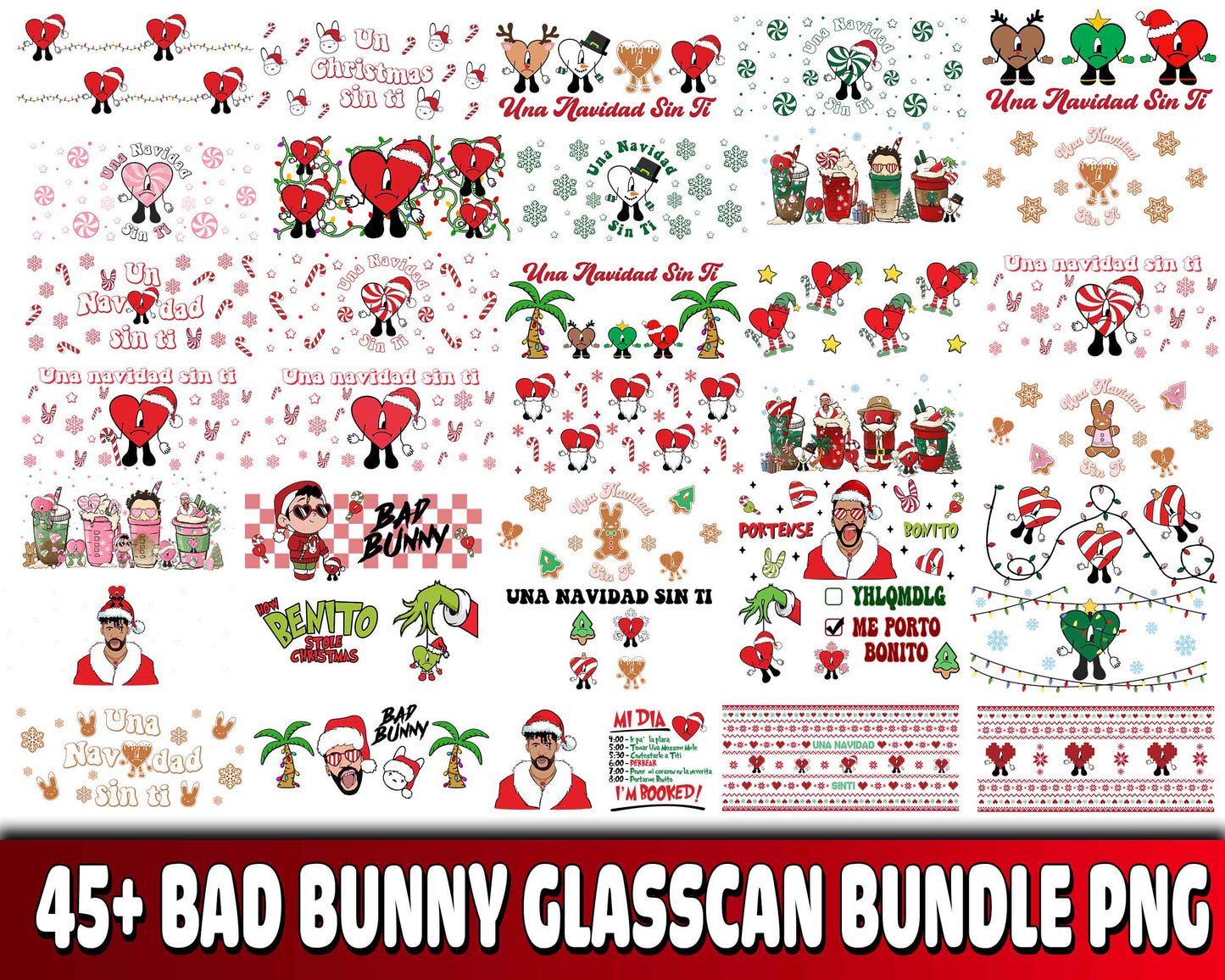 bad bunny christmas bundle PNG , 45+ file bad bunny christmas PNG , for Cricut, Silhouette, digital, file cut
