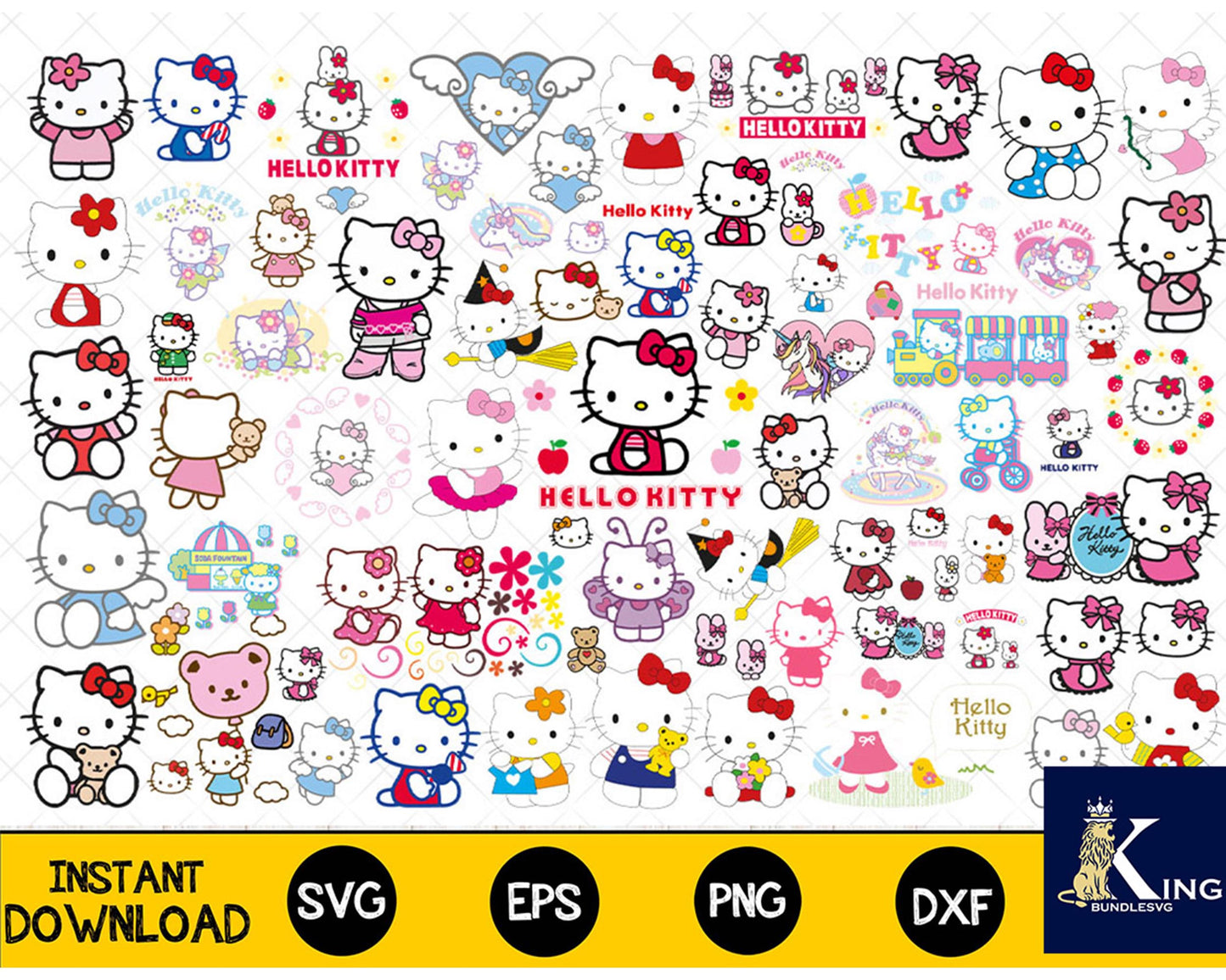 500+ file Hello Kitty SVG, Mega Bundle Hello Kitty svg eps png, for Cricut, Silhouette, digital, file cut
