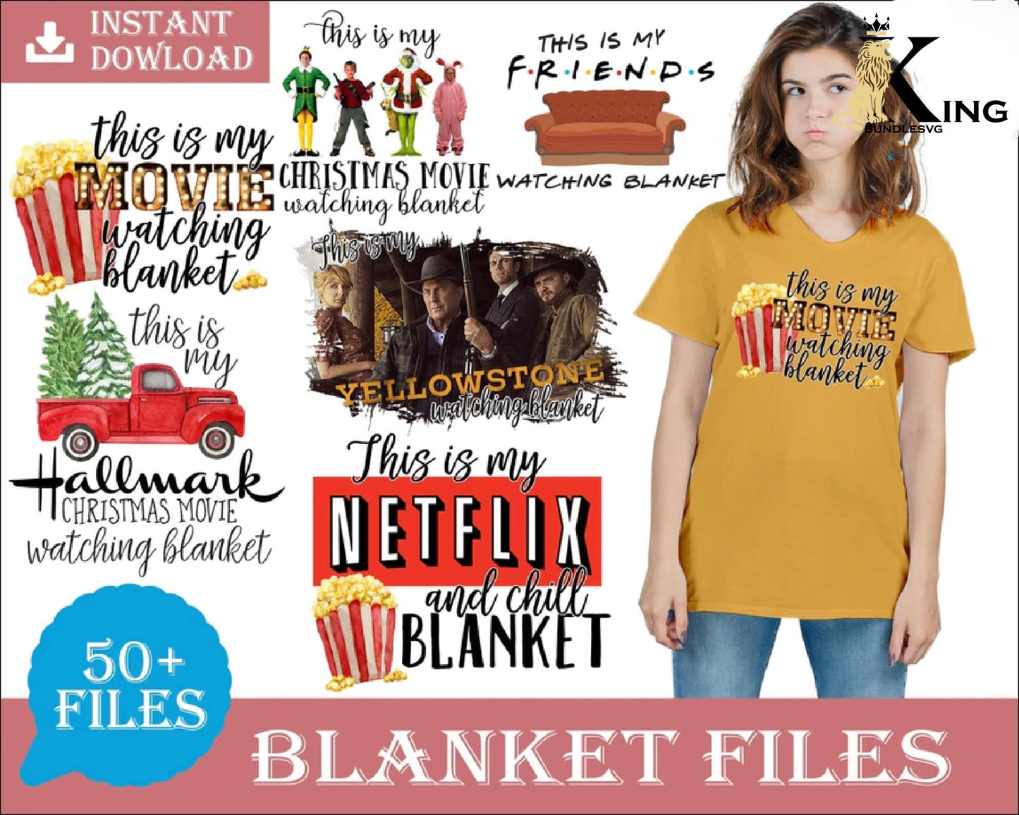 50+ Designs Netflix Blanket, Hallmark Blanket, Christmas Blanket, Movie Blanket Digital Design svg dxf eps png, for Cricut, Silhouette, digital, file cut