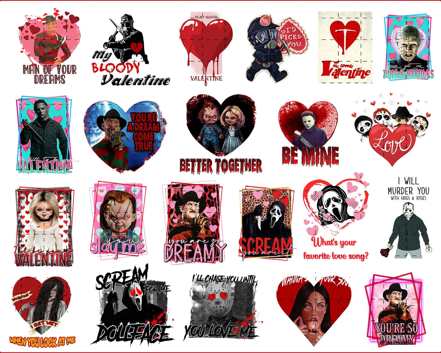50+ file Horror Valentine PNG , 50+ Horror Valentine bundle PNG , Valentines Day Sublimation , Digital download , Instant Download