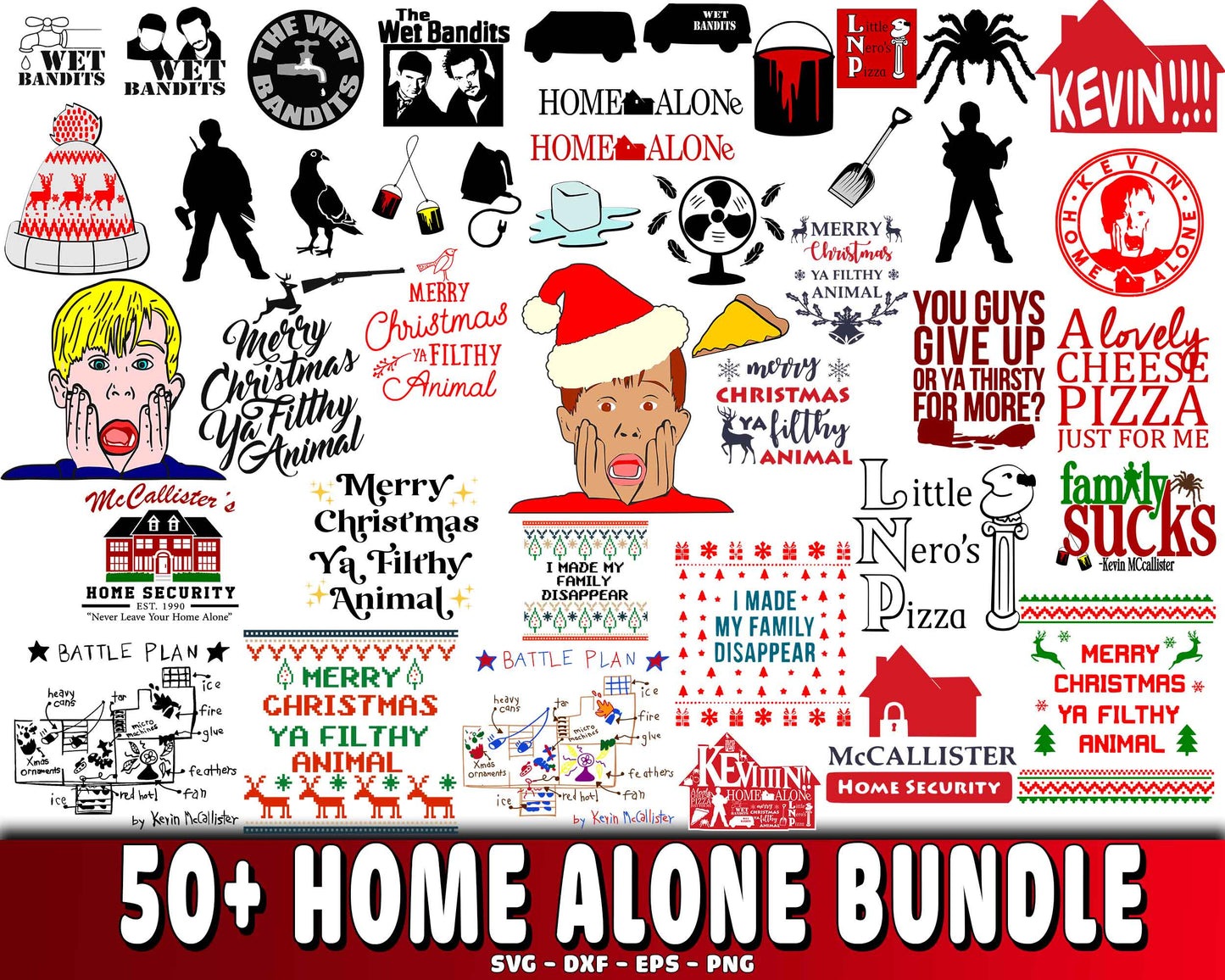 HOME ALONE bundle SVG , 50+ home alone bundle svg eps png, for Cricut, Silhouette, digital, file cut