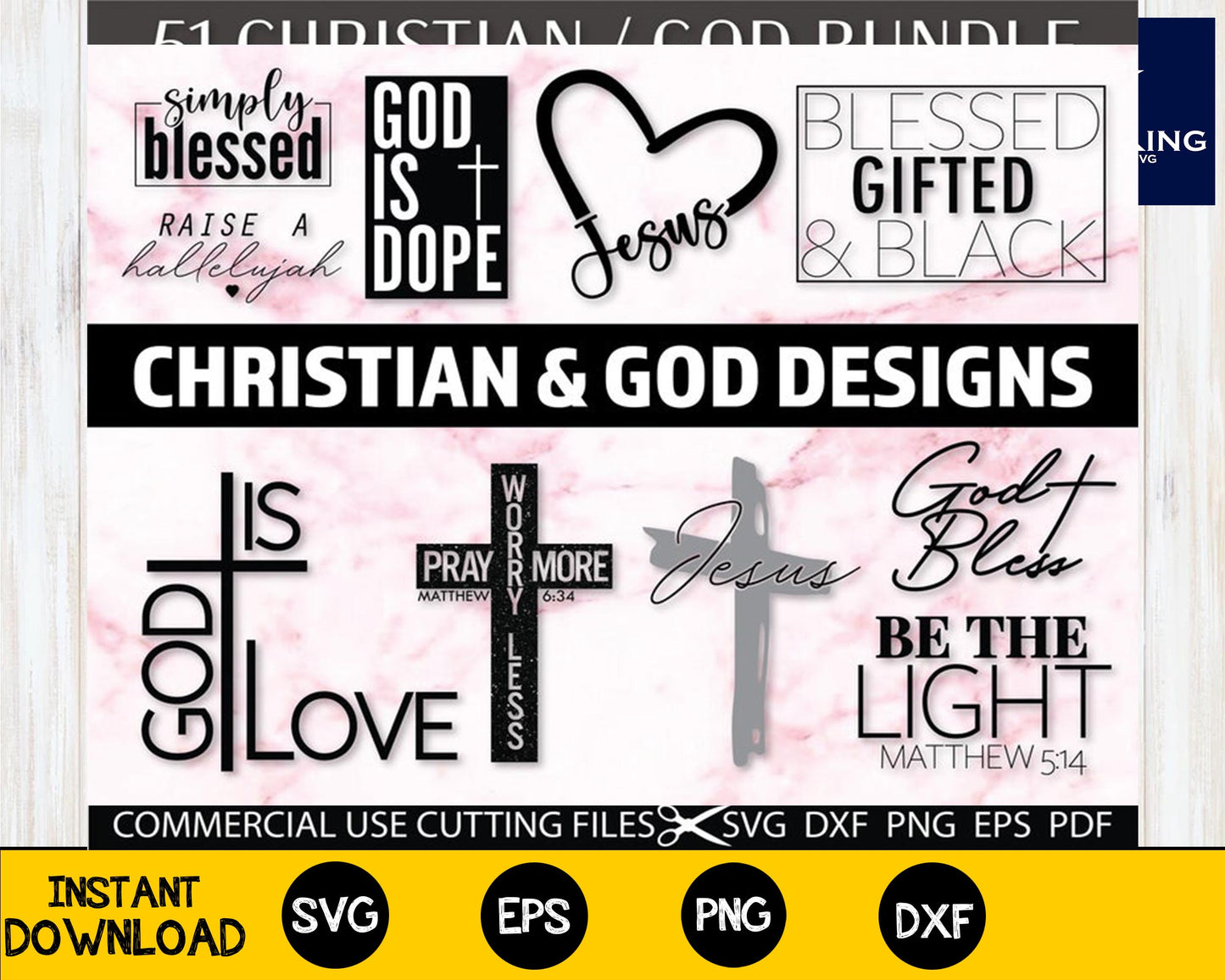 51 Christian & God Bundle SVG Designs, Jesus Svg, Religious Svg, Faith Svg, Blessed Svg, Thanksgiving Svg, God Svg, Believe Svg, Hope Svg for Cricut, Silhouette, digital, file cut