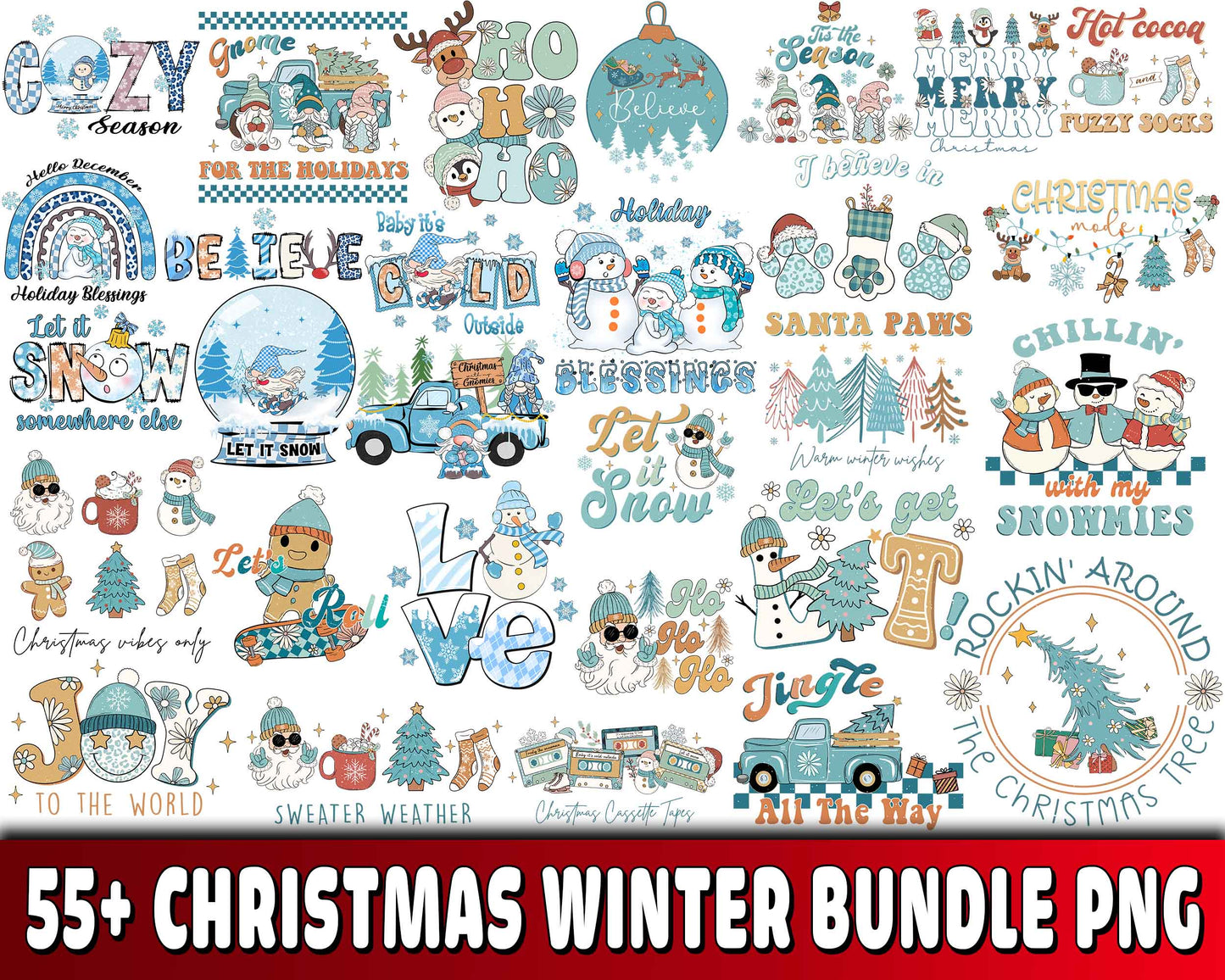 Christmas winter bundle PNG ,55+ file Christmas winter PNG , for Cricut, Silhouette, digital, file cut