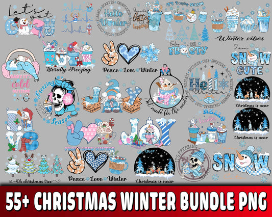 Christmas winter  bundle PNG ,55+ file Christmas winter  PNG , for Cricut, Silhouette, digital, file cut