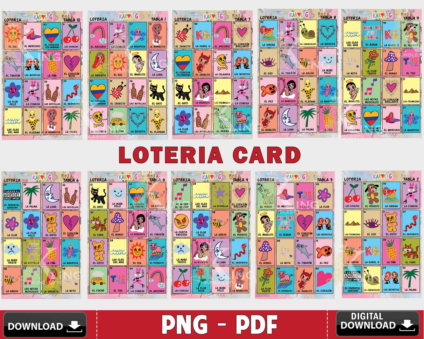55+ file Mañana Será Bonito Lotería, Karol G lotería , Karol G game PNG PDF, Digital Download , Silhouette