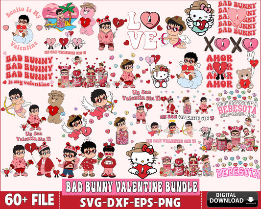 Bad Bunny Valentine SVG bundle , 60+ file Bad Bunny Valentine SVG bundle , Valentine day SVG bundle , Silhouette, Digital download , Instant Download