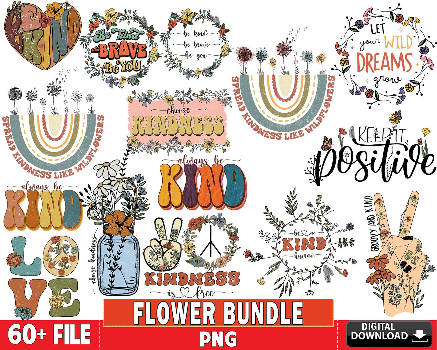 60+ file FLOWER bundle PNG , FLOWER PNG , Silhouette, digital download , file cut , Instant Download