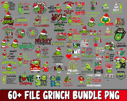 60+ file Grinch bundle PNG , Mega bundle grinch PNG , for Cricut, Silhouette, digital, file cut