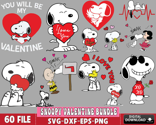 SNOOPY Valentine SVG bundle , 60+ file SNOOPY valentines bundle SVG , Valentine day SVG bundle , Silhouette, Digital download , Instant Download